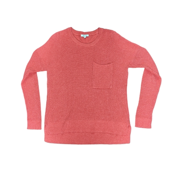 Madewell Thompson Sweater Ribbed Pullover Crew Neck Orange Small Oversized - Picture 2 of 10